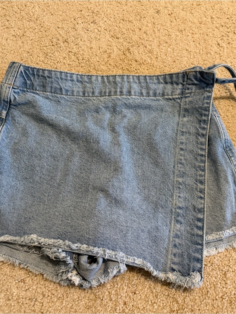 We The Free Light Blue Denim Wrap Skort